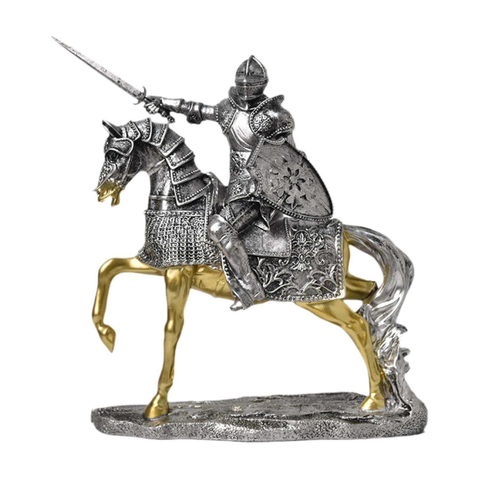 Vintage Collectible Ornaments - Estátua de cavalo de cavaleiro retrô