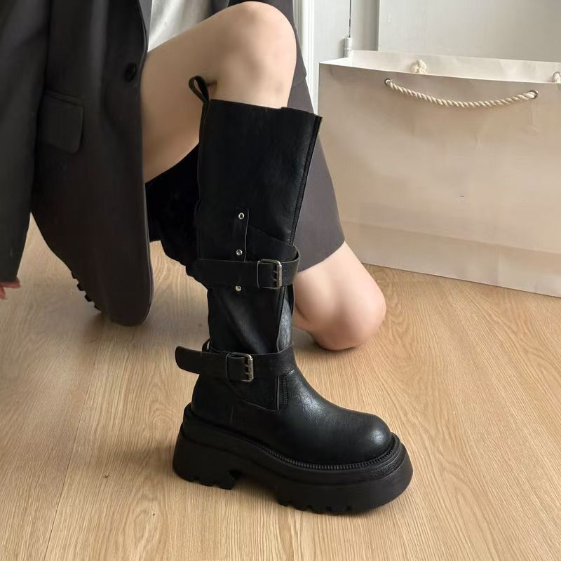 Vintage Zipper - Botas Femininas de Cano Alto com