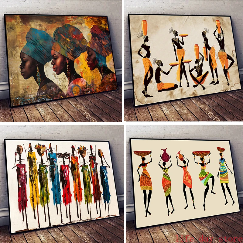 Vintage Things Collection - Étnico africano mulher negra pintura em