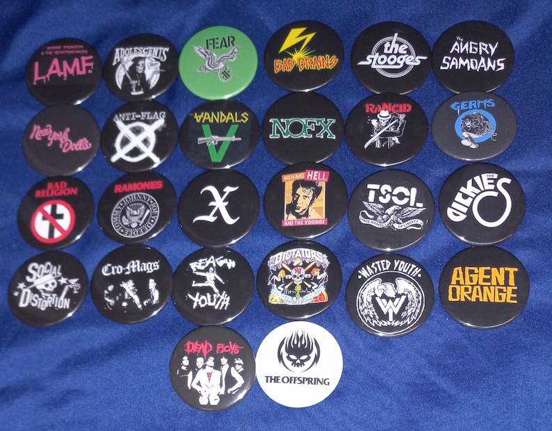 Vintage Collectible Buttons - Botões Personalizados de Bandas de Punk