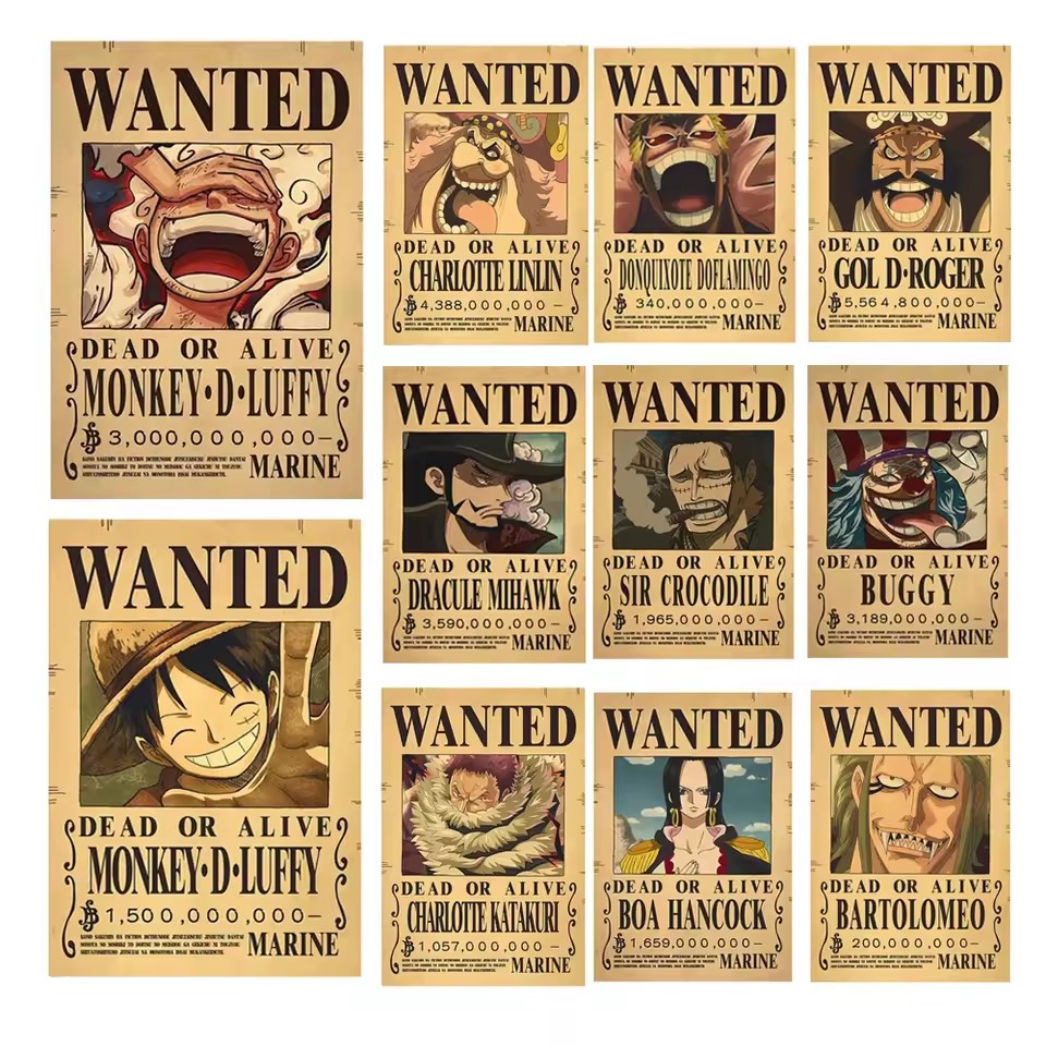 Vintage Things Collection - Pôsteres de Procurados do Anime One