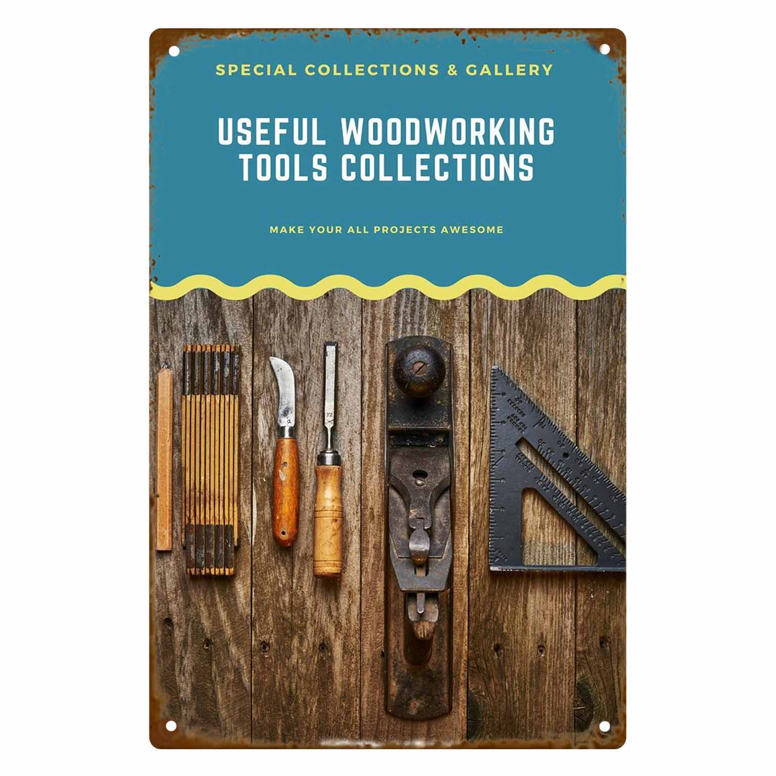 Collectible Vintage Tools - Placa de Metal Vintage 2D Plana