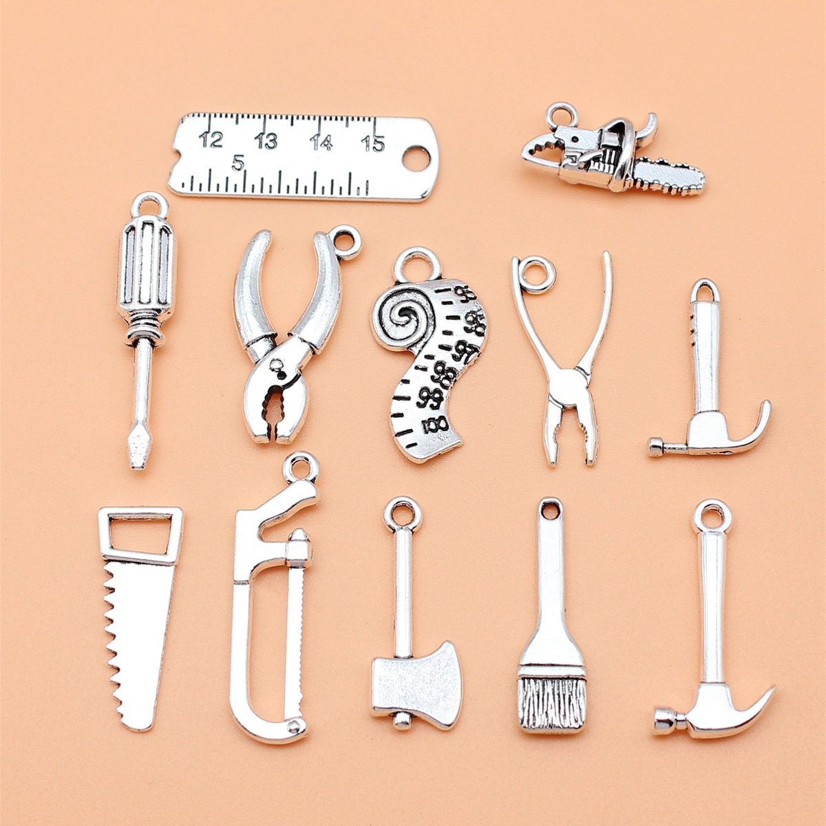 Collectible Vintage Tools - 12pçs ferramentas de cor prata antiga,