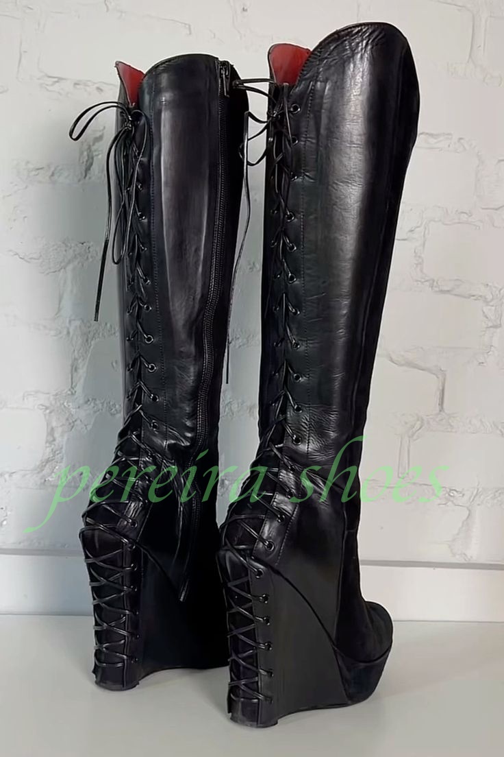 Senhora plataforma preta cunha - Vintage Zipper avaliação e preço