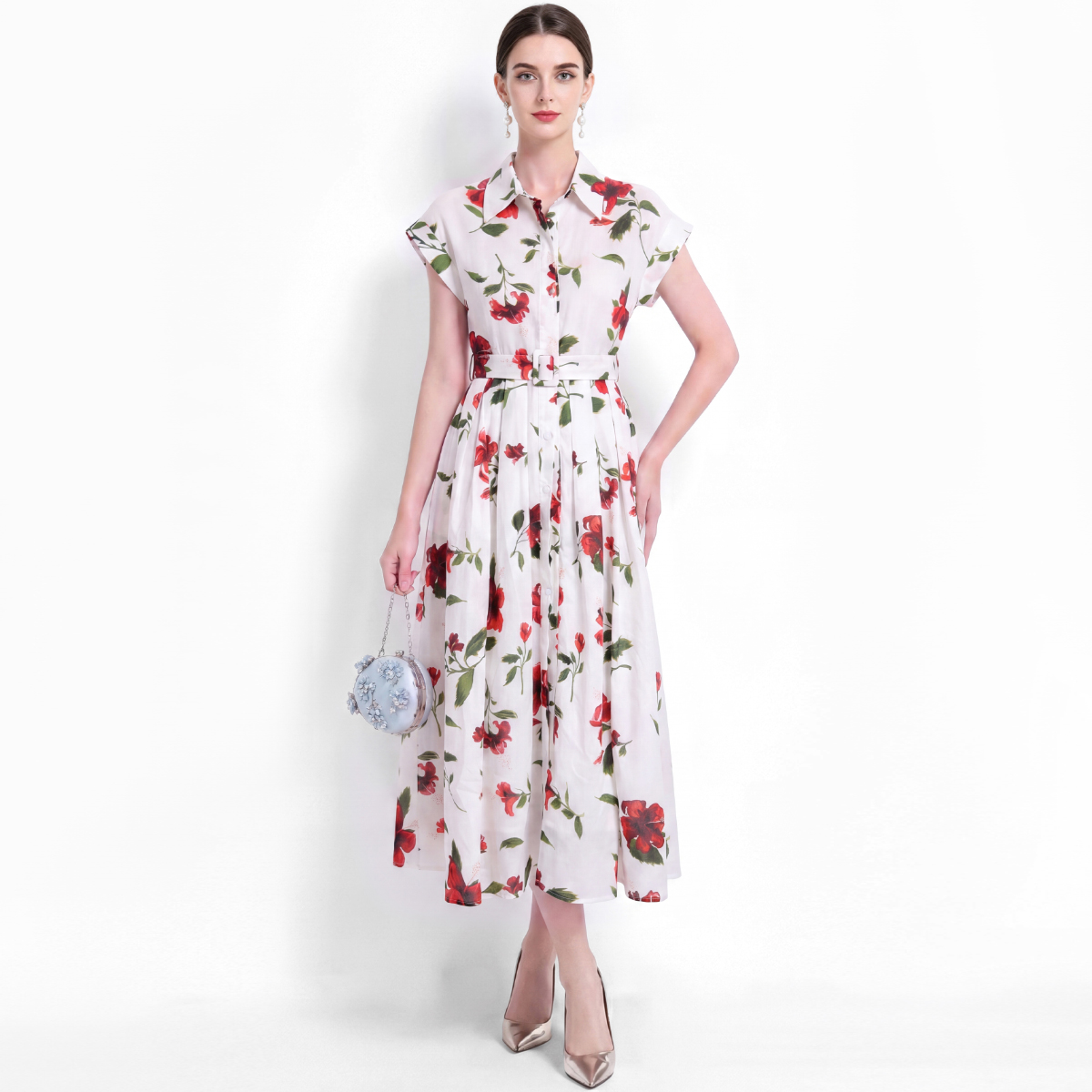 Vestido Camisa Floral Elegante - Vintage Collectible Buttons avaliação e preço