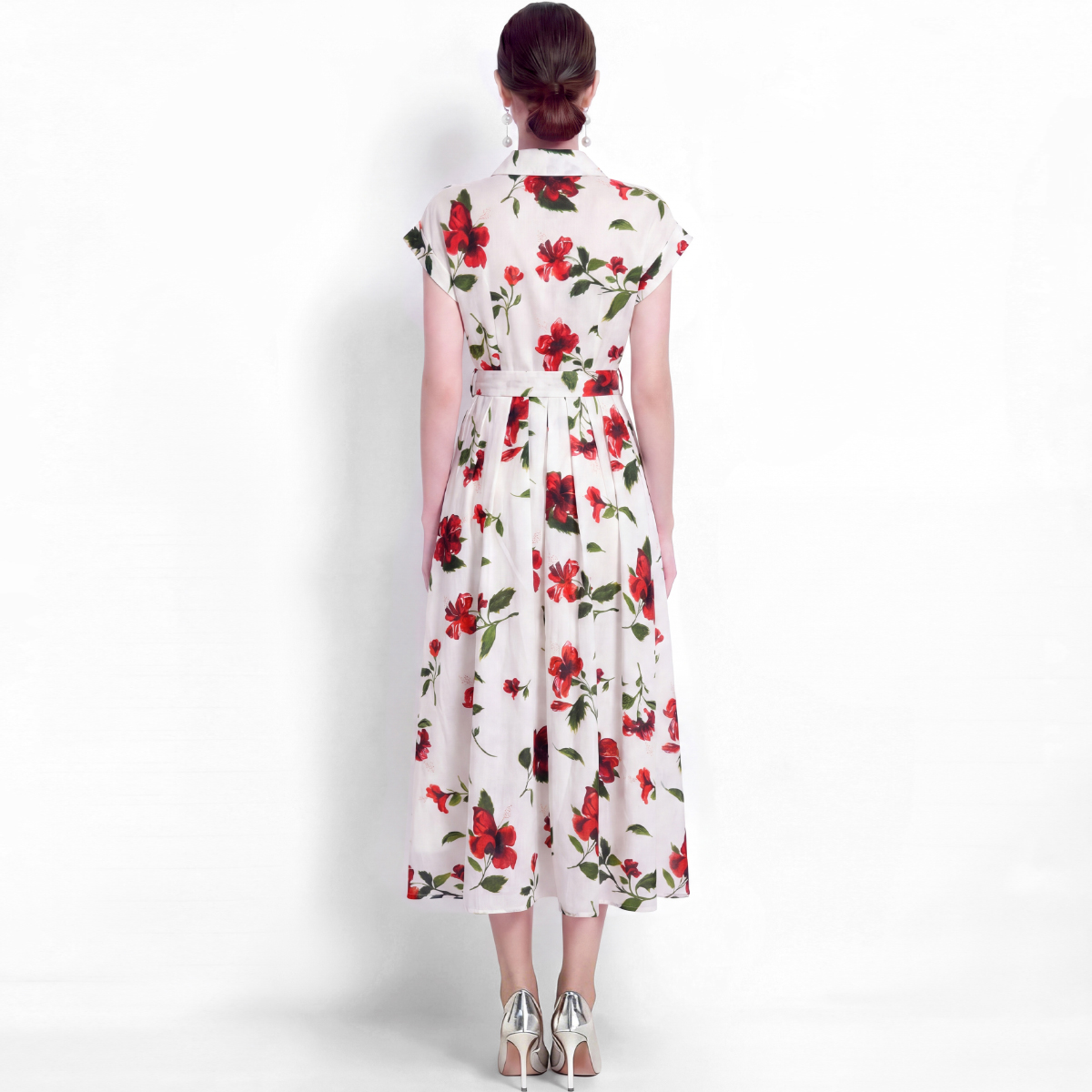 Vestido Camisa Floral Elegante - Vintage Collectible Buttons avaliação e preço